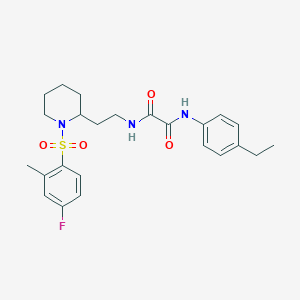 molecular formula C24H30FN3O4S B2745189 N'-(4-ethylphenyl)-N-{2-[1-(4-fluoro-2-methylbenzenesulfonyl)piperidin-2-yl]ethyl}ethanediamide CAS No. 898426-95-4