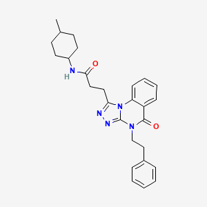 molecular formula C27H31N5O2 B2745199 N-(4-methylcyclohexyl)-3-[5-oxo-4-(2-phenylethyl)-4H,5H-[1,2,4]triazolo[4,3-a]quinazolin-1-yl]propanamide CAS No. 902963-77-3
