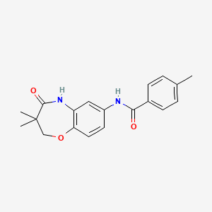 molecular formula C19H20N2O3 B2745208 N-(3,3-dimethyl-4-oxo-2,3,4,5-tetrahydro-1,5-benzoxazepin-7-yl)-4-methylbenzamide CAS No. 921777-49-3