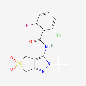 molecular formula C16H17ClFN3O3S B2745240 N-(2-(tert-butyl)-5,5-dioxido-4,6-dihydro-2H-thieno[3,4-c]pyrazol-3-yl)-2-chloro-6-fluorobenzamide CAS No. 449784-37-6