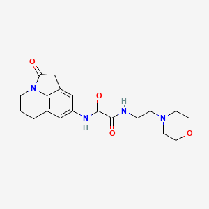 molecular formula C19H24N4O4 B2745256 N'-[2-(morpholin-4-yl)ethyl]-N-{2-oxo-1-azatricyclo[6.3.1.0^{4,12}]dodeca-4,6,8(12)-trien-6-yl}ethanediamide CAS No. 898454-70-1