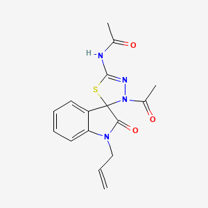 molecular formula C16H16N4O3S B2745295 N-[3'-acetyl-2-oxo-1-(prop-2-en-1-yl)-1,2-dihydro-3'H-spiro[indole-3,2'-[1,3,4]thiadiazole]-5'-yl]acetamide CAS No. 902255-00-9