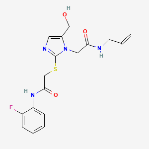 molecular formula C17H19FN4O3S B2745371 N-allyl-2-(2-((2-((2-fluorophenyl)amino)-2-oxoethyl)thio)-5-(hydroxymethyl)-1H-imidazol-1-yl)acetamide CAS No. 921795-93-9