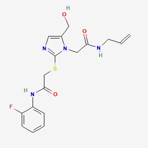 N-allyl-2-(2-((2-((2-fluorophenyl)amino)-2-oxoethyl)thio)-5-(hydroxymethyl)-1H-imidazol-1-yl)acetamide