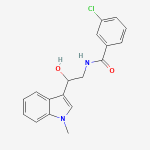 molecular formula C18H17ClN2O2 B2745380 3-chloro-N-[2-hydroxy-2-(1-methyl-1H-indol-3-yl)ethyl]benzamide CAS No. 1448075-68-0