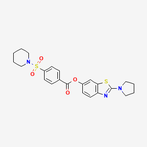 2-(Pyrrolidin-1-yl)benzo[d]thiazol-6-yl 4-(piperidin-1-ylsulfonyl)benzoate