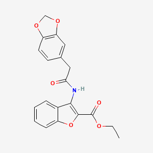 molecular formula C20H17NO6 B2745441 Ethyl 3-(2-(benzo[d][1,3]dioxol-5-yl)acetamido)benzofuran-2-carboxylate CAS No. 922013-99-8
