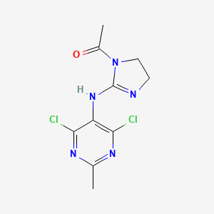molecular formula C10H11Cl2N5O B2745451 1-(2-((4,6-Dichloro-2-methylpyrimidin-5-yl)amino)-4,5-dihydro-1H-imidazol-1-yl)ethanone CAS No. 75438-54-9