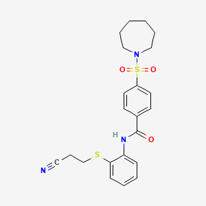 4-(azepan-1-ylsulfonyl)-N-[2-(2-cyanoethylsulfanyl)phenyl]benzamide