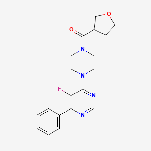 molecular formula C19H21FN4O2 B2745470 [4-(5-Fluoro-6-phenylpyrimidin-4-yl)piperazin-1-yl]-(oxolan-3-yl)methanone CAS No. 2380180-83-4