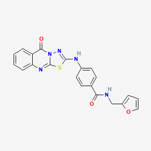 molecular formula C21H15N5O3S B2745484 N-[(furan-2-yl)methyl]-4-({5-oxo-5H-[1,3,4]thiadiazolo[2,3-b]quinazolin-2-yl}amino)benzamide CAS No. 1114627-40-5