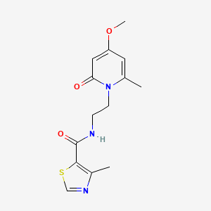 molecular formula C14H17N3O3S B2745503 N-[2-(4-methoxy-6-methyl-2-oxo-1,2-dihydropyridin-1-yl)ethyl]-4-methyl-1,3-thiazole-5-carboxamide CAS No. 1904202-58-9