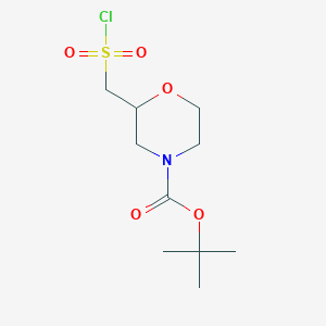molecular formula C10H18ClNO5S B2745518 Tert-butyl 2-[(chlorosulfonyl)methyl]morpholine-4-carboxylate CAS No. 1955506-67-8