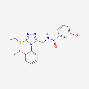 molecular formula C20H22N4O3S B2745521 N-{[5-(ethylsulfanyl)-4-(2-methoxyphenyl)-4H-1,2,4-triazol-3-yl]methyl}-3-methoxybenzamide CAS No. 391918-76-6