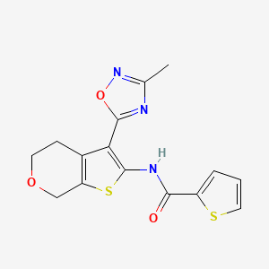 molecular formula C15H13N3O3S2 B2745535 N-(3-(3-methyl-1,2,4-oxadiazol-5-yl)-5,7-dihydro-4H-thieno[2,3-c]pyran-2-yl)thiophene-2-carboxamide CAS No. 1798489-23-2