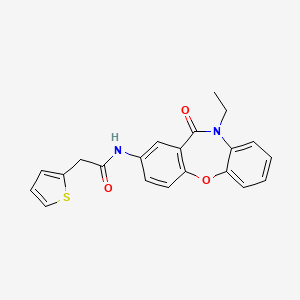 molecular formula C21H18N2O3S B2745546 N-(10-ethyl-11-oxo-10,11-dihydrodibenzo[b,f][1,4]oxazepin-2-yl)-2-(thiophen-2-yl)acetamide CAS No. 921890-21-3