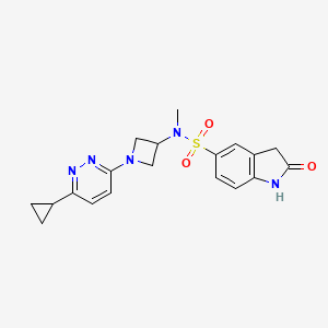 molecular formula C19H21N5O3S B2745549 N-[1-(6-cyclopropylpyridazin-3-yl)azetidin-3-yl]-N-methyl-2-oxo-2,3-dihydro-1H-indole-5-sulfonamide CAS No. 2415491-85-7