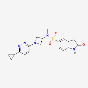 molecular formula C19H21N5O3S B2745549 N-[1-(6-Cyclopropylpyridazin-3-yl)azetidin-3-yl]-N-methyl-2-oxo-1,3-dihydroindole-5-sulfonamide CAS No. 2415491-85-7