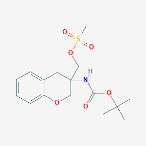 molecular formula C16H23NO6S B2745555 tert-butyl N-{3-[(methanesulfonyloxy)methyl]-3,4-dihydro-2H-1-benzopyran-3-yl}carbamate CAS No. 2248297-93-8