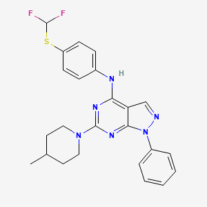 molecular formula C24H24F2N6S B2745577 N-{4-[(difluoromethyl)sulfanyl]phenyl}-6-(4-methylpiperidin-1-yl)-1-phenyl-1H-pyrazolo[3,4-d]pyrimidin-4-amine CAS No. 946289-76-5