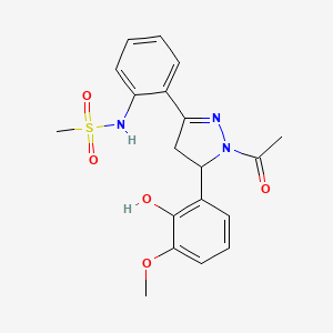 molecular formula C19H21N3O5S B2745581 N-(2-(1-acetyl-5-(2-hydroxy-3-methoxyphenyl)-4,5-dihydro-1H-pyrazol-3-yl)phenyl)methanesulfonamide CAS No. 923226-53-3