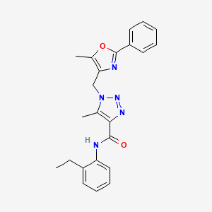 molecular formula C23H23N5O2 B2745594 N-(2-ethylphenyl)-5-methyl-1-[(5-methyl-2-phenyl-1,3-oxazol-4-yl)methyl]-1H-1,2,3-triazole-4-carboxamide CAS No. 946242-57-5