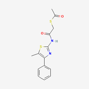 molecular formula C14H14N2O2S2 B2745618 S-(2-((5-methyl-4-phenylthiazol-2-yl)amino)-2-oxoethyl) ethanethioate CAS No. 891476-21-4