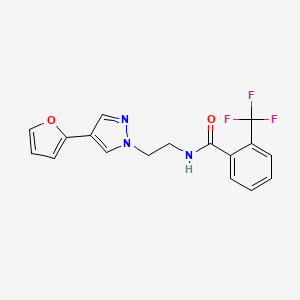 molecular formula C17H14F3N3O2 B2745646 N-(2-(4-(furan-2-yl)-1H-pyrazol-1-yl)ethyl)-2-(trifluoromethyl)benzamide CAS No. 2034511-28-7