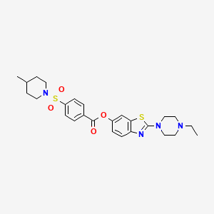 2-(4-Ethylpiperazin-1-yl)benzo[d]thiazol-6-yl 4-((4-methylpiperidin-1-yl)sulfonyl)benzoate