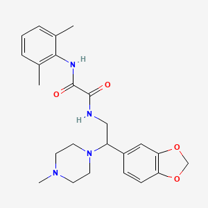 molecular formula C24H30N4O4 B2745657 N-[2-(2H-1,3-BENZODIOXOL-5-YL)-2-(4-METHYLPIPERAZIN-1-YL)ETHYL]-N'-(2,6-DIMETHYLPHENYL)ETHANEDIAMIDE CAS No. 896342-51-1