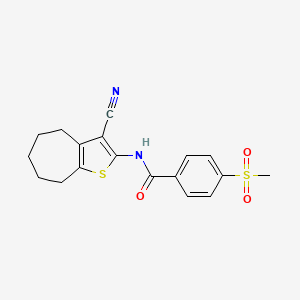 molecular formula C18H18N2O3S2 B2745717 N-(3-氰基-5,6,7,8-四氢-4H-环庚噻吩-2-基)-4-甲基磺酰苯甲酰胺 CAS No. 896342-46-4
