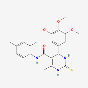 molecular formula C23H27N3O4S B2745719 N-(2,4-dimethylphenyl)-6-methyl-2-thioxo-4-(3,4,5-trimethoxyphenyl)-1,2,3,4-tetrahydropyrimidine-5-carboxamide CAS No. 431075-82-0