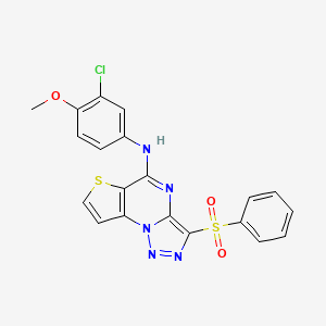 molecular formula C20H14ClN5O3S2 B2745725 N-(3-chloro-4-methoxyphenyl)-3-(phenylsulfonyl)thieno[2,3-e][1,2,3]triazolo[1,5-a]pyrimidin-5-amine CAS No. 892731-10-1