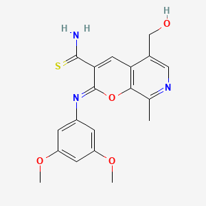 molecular formula C19H19N3O4S B2745728 (2Z)-2-[(3,5-dimethoxyphenyl)imino]-5-(hydroxymethyl)-8-methyl-2H-pyrano[2,3-c]pyridine-3-carbothioamide CAS No. 892296-35-4