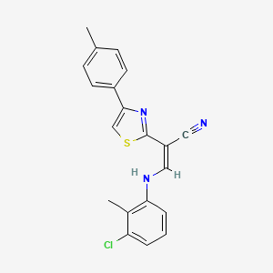 molecular formula C20H16ClN3S B2745735 (Z)-3-((3-chloro-2-methylphenyl)amino)-2-(4-(p-tolyl)thiazol-2-yl)acrylonitrile CAS No. 374083-80-4