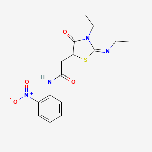 molecular formula C16H20N4O4S B2745738 2-[(2E)-3-ethyl-2-(ethylimino)-4-oxo-1,3-thiazolidin-5-yl]-N-(4-methyl-2-nitrophenyl)acetamide CAS No. 514182-99-1