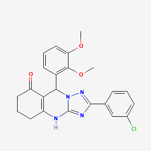 molecular formula C23H21ClN4O3 B2745741 2-(3-chlorophenyl)-9-(2,3-dimethoxyphenyl)-5,6,7,9-tetrahydro-[1,2,4]triazolo[5,1-b]quinazolin-8(4H)-one CAS No. 539848-39-0