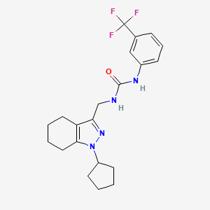 molecular formula C21H25F3N4O B2745745 1-((1-cyclopentyl-4,5,6,7-tetrahydro-1H-indazol-3-yl)methyl)-3-(3-(trifluoromethyl)phenyl)urea CAS No. 1448066-52-1
