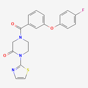 molecular formula C20H16FN3O3S B2745791 4-[3-(4-Fluorophenoxy)benzoyl]-1-(1,3-thiazol-2-yl)piperazin-2-one CAS No. 2320929-39-1
