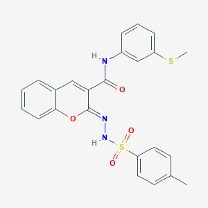 molecular formula C24H21N3O4S2 B2745797 (2Z)-2-{[(4-methylphenyl)sulfonyl]hydrazono}-N-[3-(methylthio)phenyl]-2H-chromene-3-carboxamide CAS No. 902298-28-6