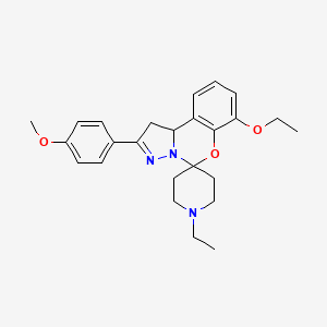 molecular formula C25H31N3O3 B2745800 7-Ethoxy-1'-ethyl-2-(4-methoxyphenyl)-1,10b-dihydrospiro[benzo[e]pyrazolo[1,5-c][1,3]oxazine-5,4'-piperidine] CAS No. 899983-82-5