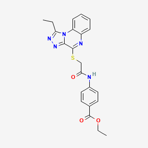 molecular formula C22H21N5O3S B2745811 Ethyl 4-[2-({1-ethyl-[1,2,4]triazolo[4,3-a]quinoxalin-4-yl}sulfanyl)acetamido]benzoate CAS No. 1189703-35-2