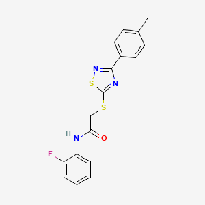 molecular formula C17H14FN3OS2 B2745816 N-(2-fluorophenyl)-2-((3-(p-tolyl)-1,2,4-thiadiazol-5-yl)thio)acetamide CAS No. 864917-14-6