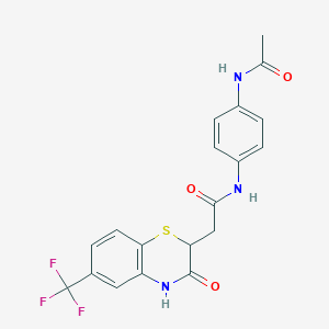 N-(4-acetamidophenyl)-2-[3-oxo-6-(trifluoromethyl)-4H-1,4-benzothiazin-2-yl]acetamide