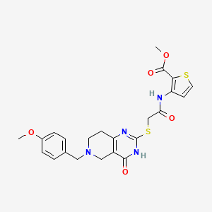 molecular formula C23H24N4O5S2 B2746001 methyl 3-[2-({6-[(4-methoxyphenyl)methyl]-4-oxo-3H,4H,5H,6H,7H,8H-pyrido[4,3-d]pyrimidin-2-yl}sulfanyl)acetamido]thiophene-2-carboxylate CAS No. 1111012-05-5