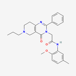 molecular formula C26H30N4O3 B2746098 N-(2-methoxy-5-methylphenyl)-2-(4-oxo-2-phenyl-6-propyl-5,6,7,8-tetrahydropyrido[4,3-d]pyrimidin-3(4H)-yl)acetamide CAS No. 1251571-56-8