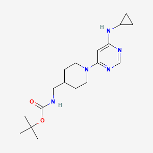 molecular formula C18H29N5O2 B2746101 tert-Butyl ((1-(6-(cyclopropylamino)pyrimidin-4-yl)piperidin-4-yl)methyl)carbamate CAS No. 1353989-86-2