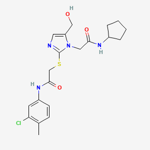 2-[2-({2-[(3-chloro-4-methylphenyl)amino]-2-oxoethyl}thio)-5-(hydroxymethyl)-1H-imidazol-1-yl]-N-cyclopentylacetamide