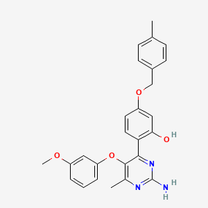 2-(2-Amino-5-(3-methoxyphenoxy)-6-methylpyrimidin-4-yl)-5-((4-methylbenzyl)oxy)phenol