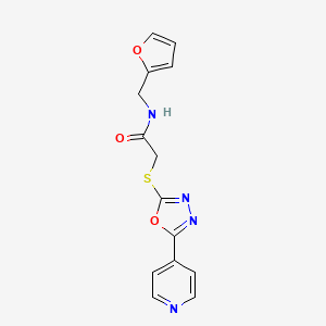 molecular formula C14H12N4O3S B2746178 N-(furan-2-ylmethyl)-2-((5-(pyridin-4-yl)-1,3,4-oxadiazol-2-yl)thio)acetamide CAS No. 899752-05-7